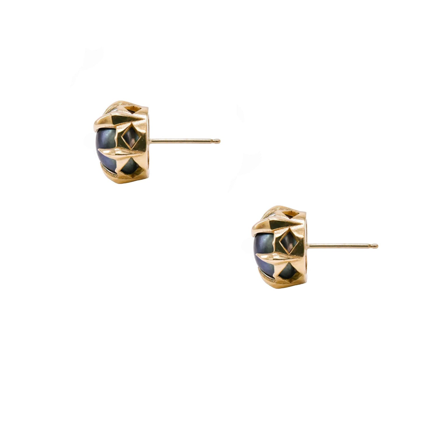 MYSTICAL CROWN STUDS, 8MM GREY PEARL 10KY