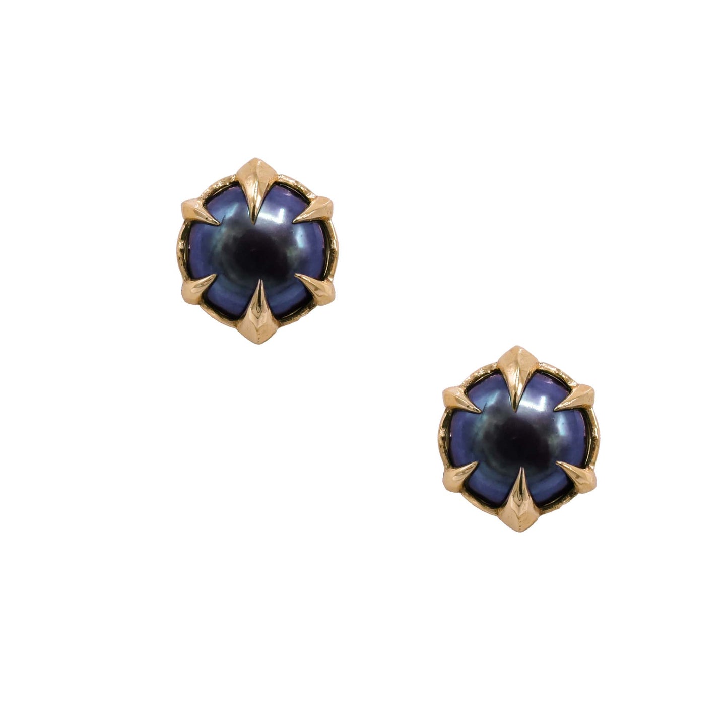 MYSTICAL CROWN STUDS, 8MM GREY PEARL 10KY