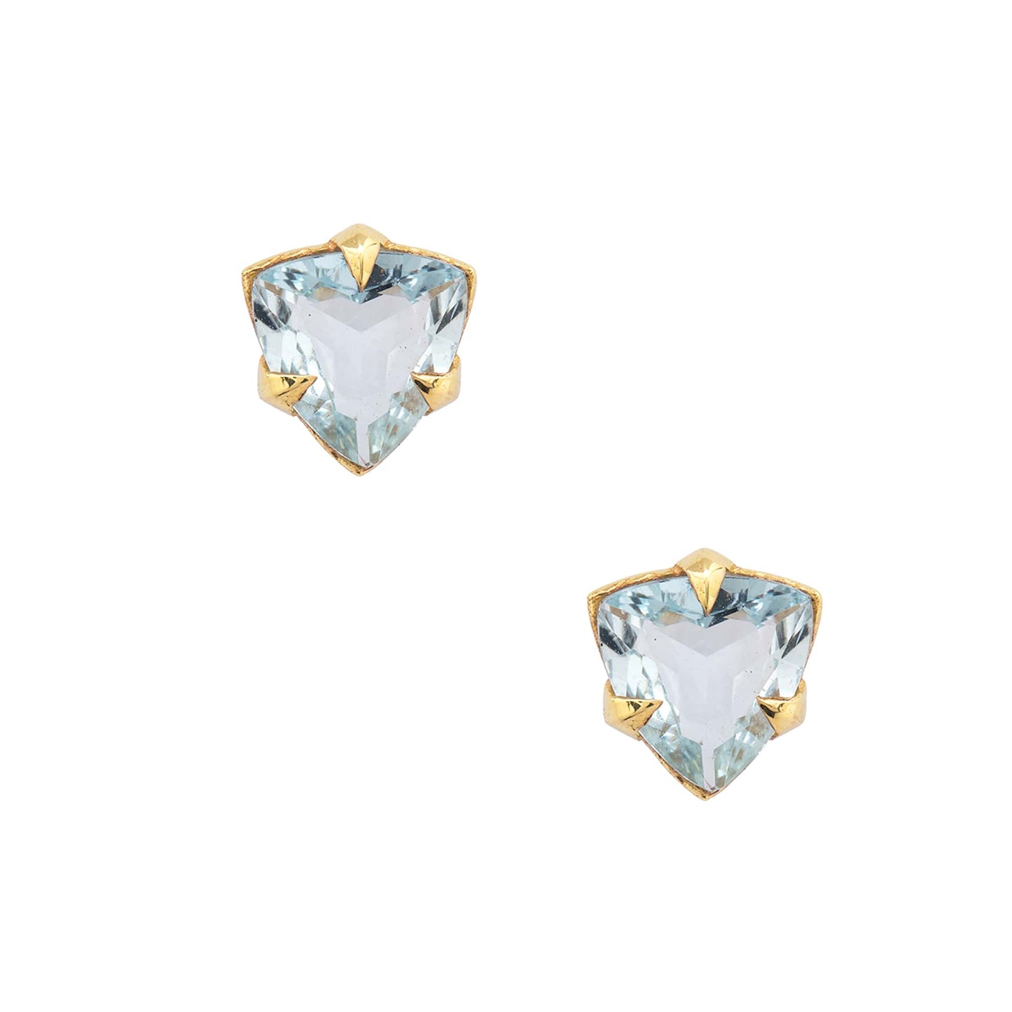 MYSTICAL CROWN TRILLION STUDS, AQUAMARINE GOLD