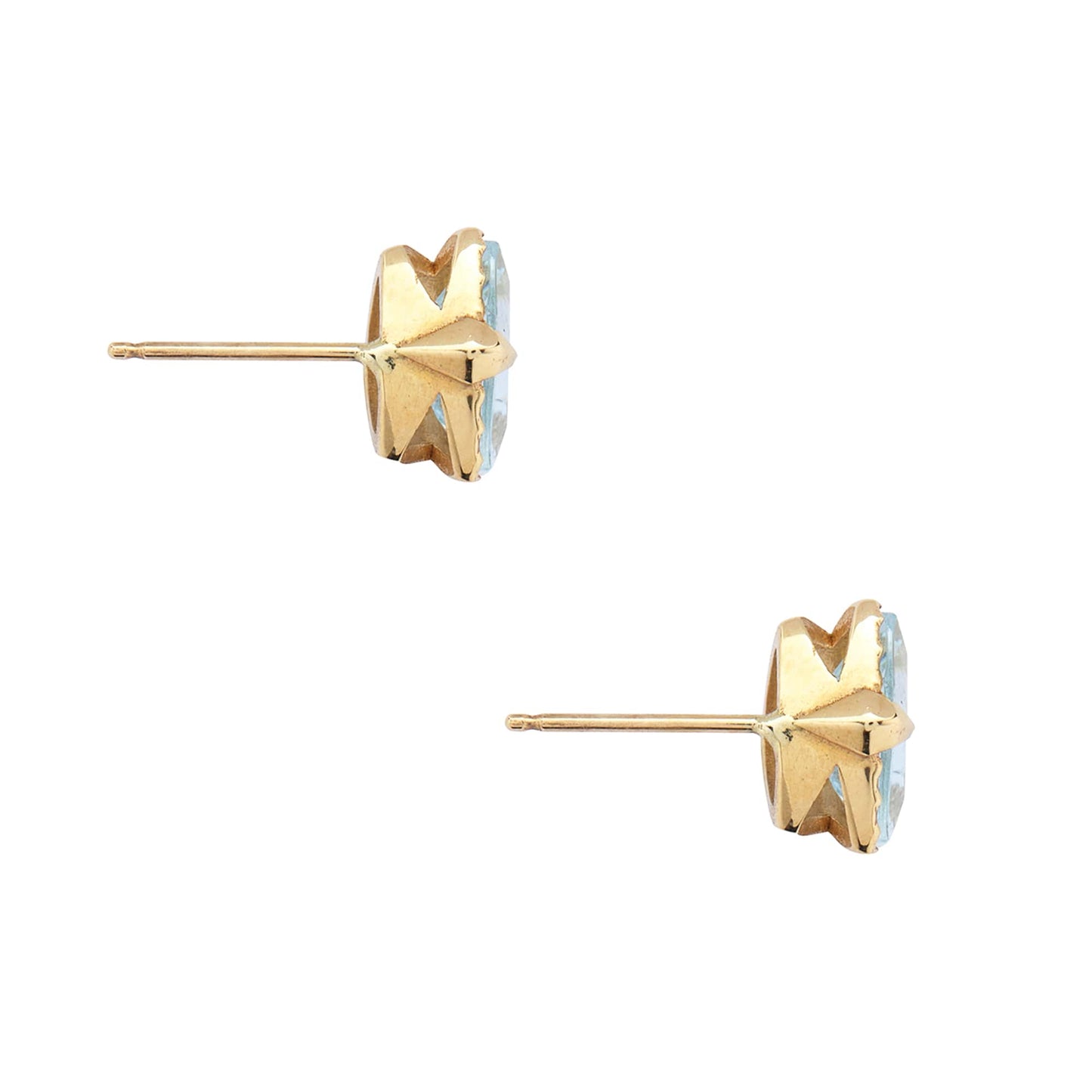 MYSTICAL CROWN TRILLION STUDS, AQUAMARINE GOLD