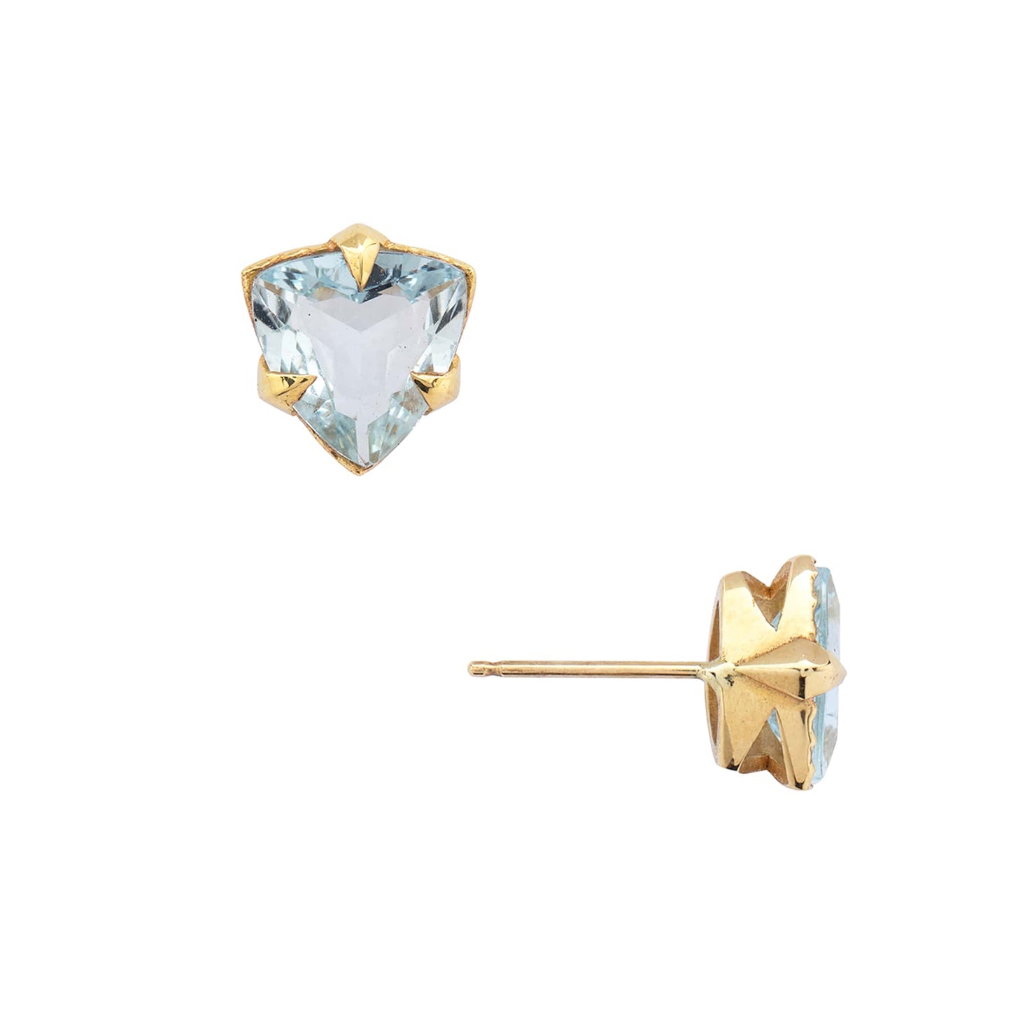 MYSTICAL CROWN TRILLION STUDS, AQUAMARINE GOLD