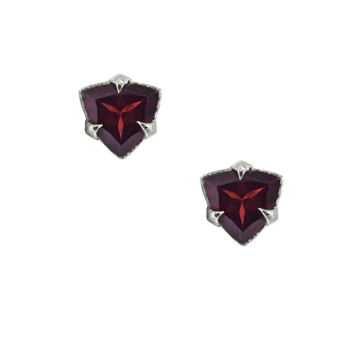 MYSTICAL CROWN TRILLION STUDS, GARNET SILVER