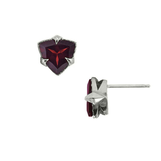 MYSTICAL CROWN TRILLION STUDS, GARNET SILVER