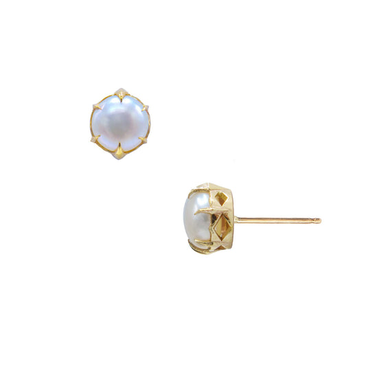 MYSTICAL CROWN STUDS, 6MM PEARL 10KY